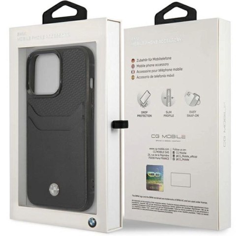 Etui BMW Leather Card Slot na iPhone 14 Pro Max - czarne BMW