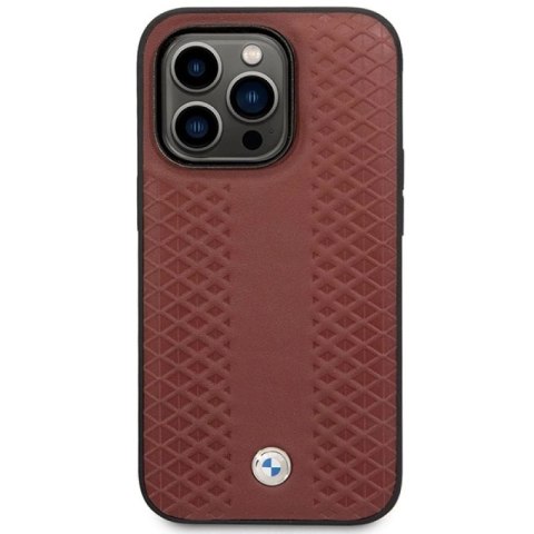 Etui BMW Leather Diamond Pattern MagSafe na iPhone 14 Pro Max - burgundowe BMW