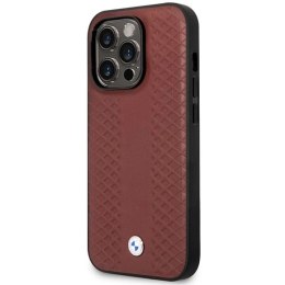 Etui BMW Leather Diamond Pattern MagSafe na iPhone 14 Pro - burgundowe BMW