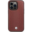 Etui BMW Leather Diamond Pattern na iPhone 14 Pro - burgundowe BMW