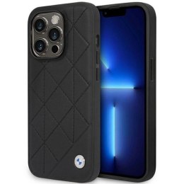 Etui BMW Leather Quilted na iPhone 14 Pro - czarne BMW