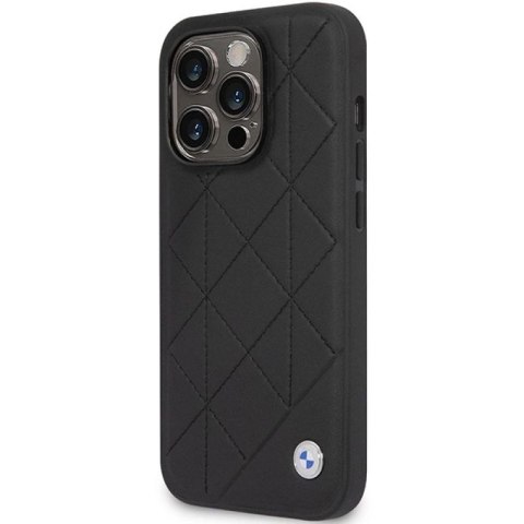 Etui BMW Leather Quilted na iPhone 14 Pro - czarne BMW