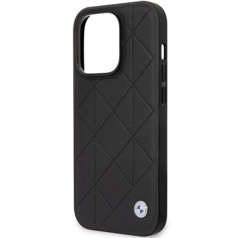 Etui BMW Leather Quilted na iPhone 14 Pro - czarne BMW