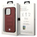 Etui BMW Leather Seats Pattern MagSafe na iPhone 14 Pro Max - burgundowe BMW