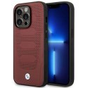 Etui BMW Leather Seats Pattern MagSafe na iPhone 14 Pro - burgundowe BMW