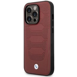 Etui BMW Leather Seats Pattern MagSafe na iPhone 14 Pro - burgundowe BMW