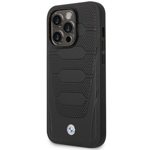 Etui BMW Leather Seats Pattern MagSafe na iPhone 14 Pro - czarne BMW