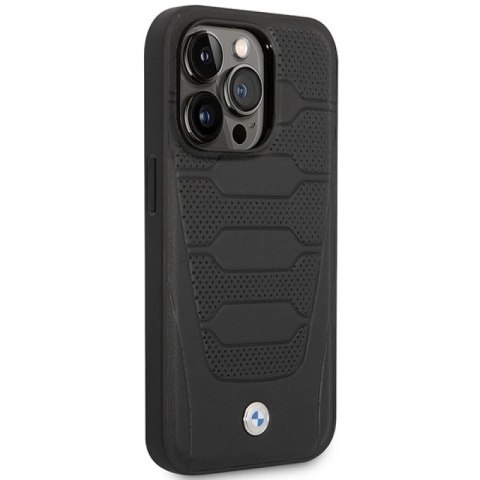 Etui BMW Leather Seats Pattern MagSafe na iPhone 14 Pro - czarne BMW