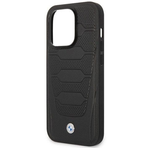 Etui BMW Leather Seats Pattern MagSafe na iPhone 14 Pro - czarne BMW
