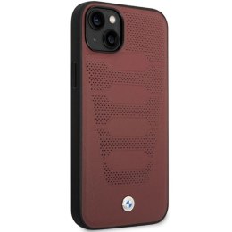 Etui BMW Leather Seats Pattern na iPhone 14 - burgundowe BMW