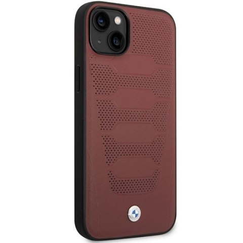 Etui BMW Leather Seats Pattern na iPhone 14 - burgundowe BMW