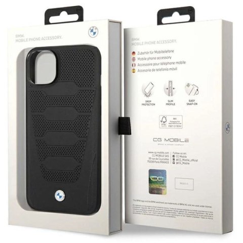Etui BMW Leather Seats Pattern na iPhone 14 - czarne BMW