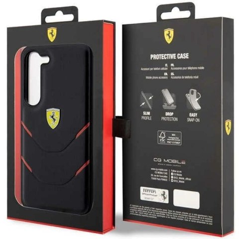 Etui Ferrari Hot Stamp Lines na Samsung Galaxy S23 - czarne Ferrari