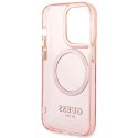 Etui Guess Gold Outline Translucent MagSafe na iPhone 14 Pro Max - różowe Guess
