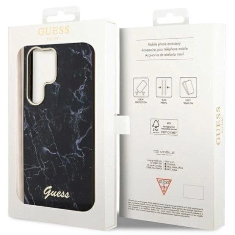 Etui Guess Marble Collection na Samsung Galaxy S23 Ultra - czarne Guess