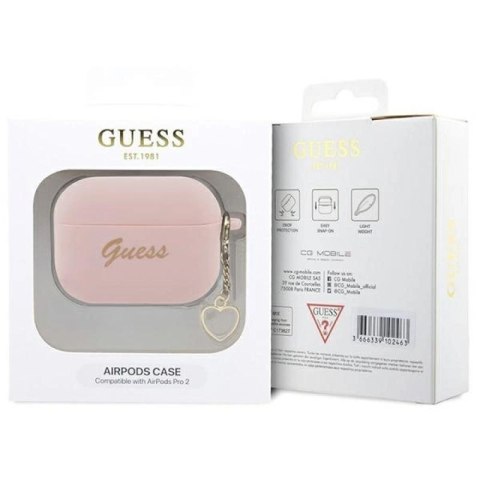 Etui Guess Silicone Charm Heart Collection na AirPods Pro 2 - różowe Guess