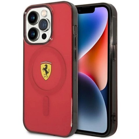 Etui Ferrari Translucent MagSafe na iPhone 14 Pro - czerwone Ferrari