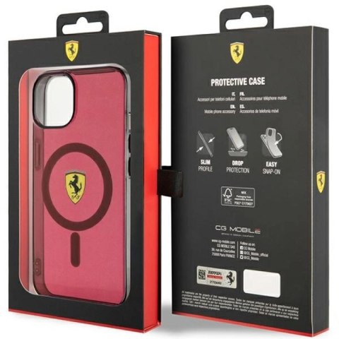 Etui Ferrari Translucent MagSafe na iPhone 14 - czerwone Ferrari