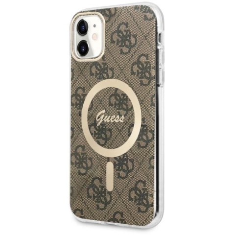 Etui Guess 4G MagSafe na iPhone 11 - brązowe Guess