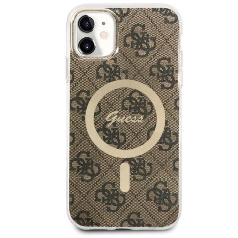 Etui Guess 4G MagSafe na iPhone 11 - brązowe Guess