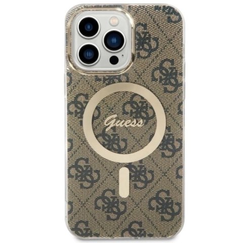 Etui Guess 4G MagSafe na iPhone 14 Pro Max - brązowe Guess