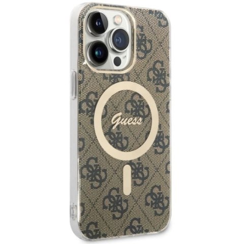 Etui Guess 4G MagSafe na iPhone 14 Pro Max - brązowe Guess