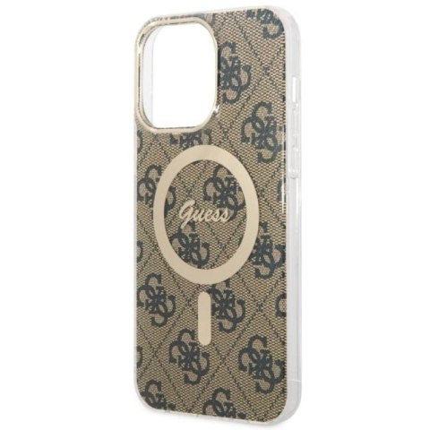 Etui Guess 4G MagSafe na iPhone 14 Pro Max - brązowe Guess