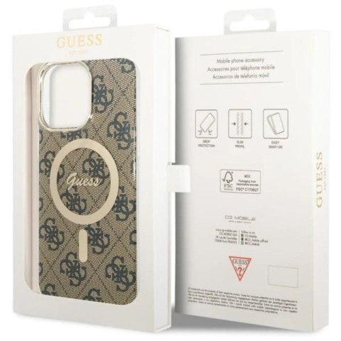Etui Guess 4G MagSafe na iPhone 14 Pro Max - brązowe Guess