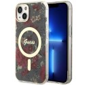 Etui Guess Flower MagSafe na iPhone 14 Plus - zielone Guess