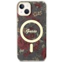 Etui Guess Flower MagSafe na iPhone 14 Plus - zielone Guess
