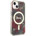Etui Guess Flower MagSafe na iPhone 14 Plus - zielone Guess