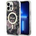Etui Guess Flower MagSafe na iPhone 14 Pro Max - czarne Guess