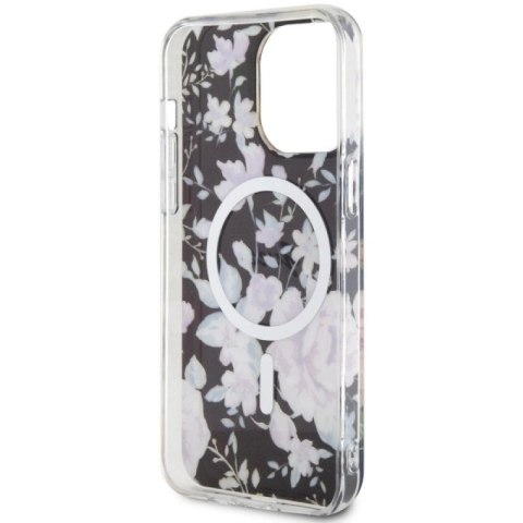 Etui Guess Flower MagSafe na iPhone 14 Pro Max - czarne Guess