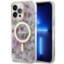 Etui Guess Flower MagSafe na iPhone 14 Pro Max - przezroczyste Guess