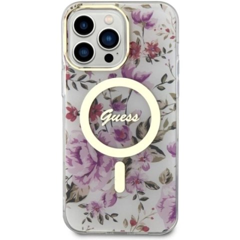 Etui Guess Flower MagSafe na iPhone 14 Pro Max - przezroczyste Guess