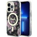 Etui Guess Flower MagSafe na iPhone 14 Pro - czarne Guess