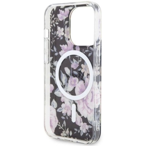 Etui Guess Flower MagSafe na iPhone 14 Pro - czarne Guess