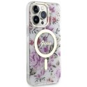 Etui Guess Flower MagSafe na iPhone 14 Pro - przezroczyste Guess