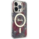 Etui Guess Flower MagSafe na iPhone 14 Pro - zielone Guess
