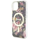 Etui Guess Flower MagSafe na iPhone 14 - czarne Guess