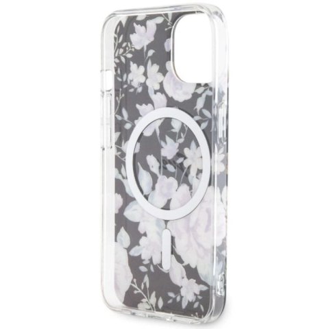 Etui Guess Flower MagSafe na iPhone 14 - czarne Guess