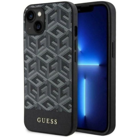 Etui Guess GCube Stripes MagSafe na iPhone 14 Plus - czarne Guess