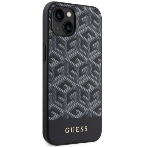 Etui Guess GCube Stripes MagSafe na iPhone 14 Plus - czarne Guess