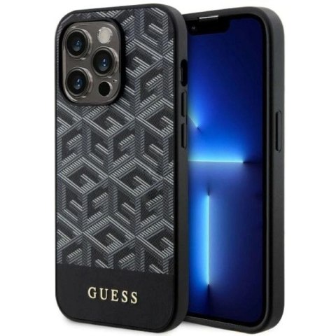 Etui Guess GCube Stripes MagSafe na iPhone 14 Pro - czarne Guess
