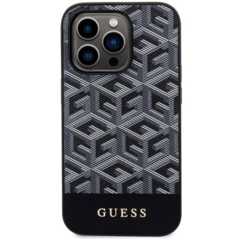 Etui Guess GCube Stripes MagSafe na iPhone 14 Pro - czarne Guess