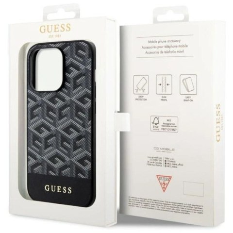 Etui Guess GCube Stripes MagSafe na iPhone 14 Pro - czarne Guess