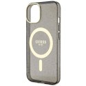 Etui Guess Glitter Gold MagSafe na iPhone 14 Plus - czarne Guess