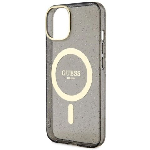 Etui Guess Glitter Gold MagSafe na iPhone 14 Plus - czarne Guess