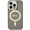 Etui Guess Glitter Gold MagSafe na iPhone 14 Pro - czarne Guess