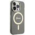 Etui Guess Glitter Gold MagSafe na iPhone 14 Pro - czarne Guess
